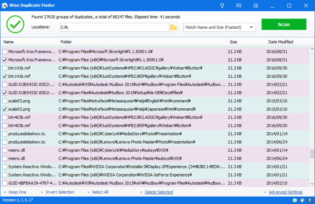 Windows上の重複ファイルを検索・削除 Wise Duplicate Finder
